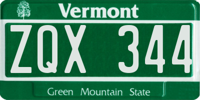 VT license plate ZQX344