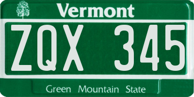 VT license plate ZQX345