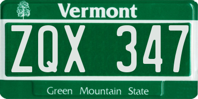 VT license plate ZQX347