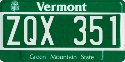 VT license plate ZQX351