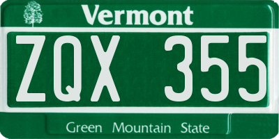 VT license plate ZQX355