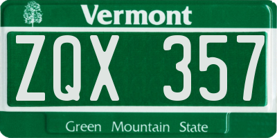VT license plate ZQX357