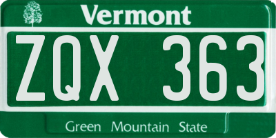 VT license plate ZQX363
