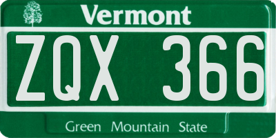 VT license plate ZQX366