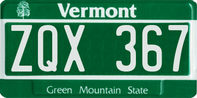 VT license plate ZQX367