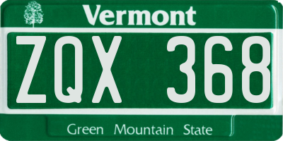 VT license plate ZQX368