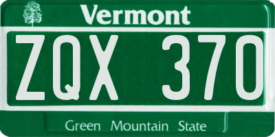 VT license plate ZQX370