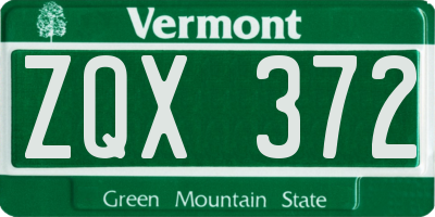 VT license plate ZQX372
