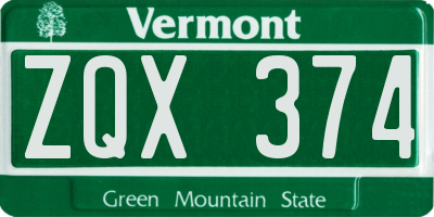 VT license plate ZQX374