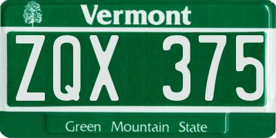 VT license plate ZQX375
