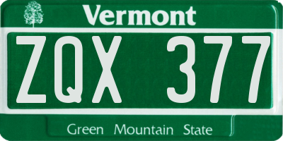 VT license plate ZQX377