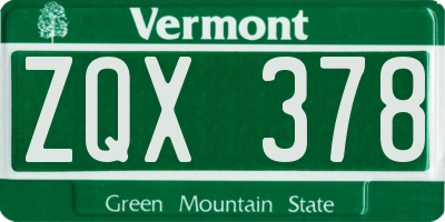 VT license plate ZQX378