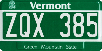 VT license plate ZQX385