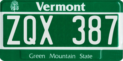 VT license plate ZQX387