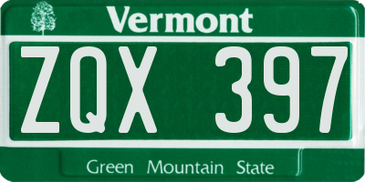 VT license plate ZQX397