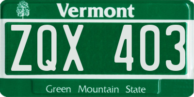 VT license plate ZQX403