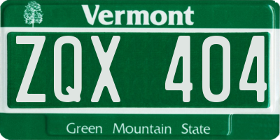 VT license plate ZQX404