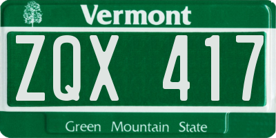 VT license plate ZQX417