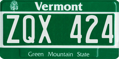VT license plate ZQX424