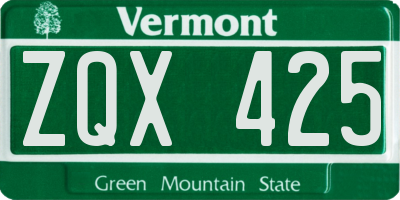 VT license plate ZQX425