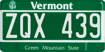 VT license plate ZQX439