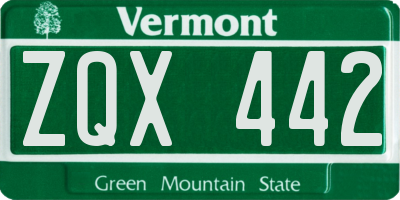 VT license plate ZQX442
