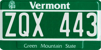 VT license plate ZQX443
