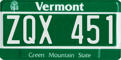 VT license plate ZQX451