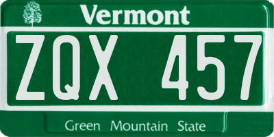 VT license plate ZQX457
