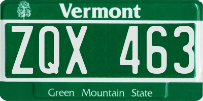 VT license plate ZQX463