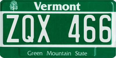 VT license plate ZQX466