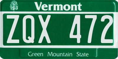 VT license plate ZQX472