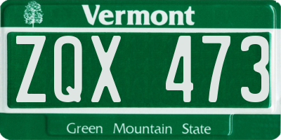VT license plate ZQX473