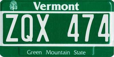 VT license plate ZQX474
