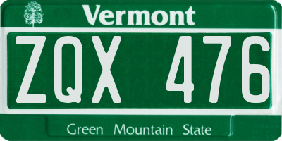 VT license plate ZQX476