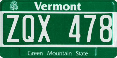 VT license plate ZQX478