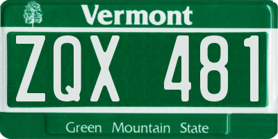 VT license plate ZQX481