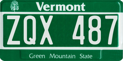 VT license plate ZQX487