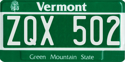 VT license plate ZQX502