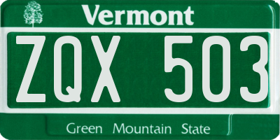VT license plate ZQX503