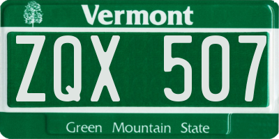 VT license plate ZQX507