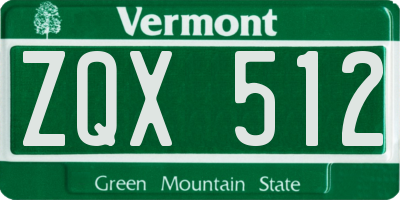 VT license plate ZQX512