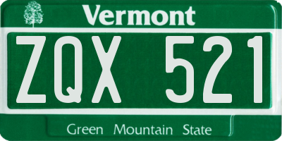 VT license plate ZQX521