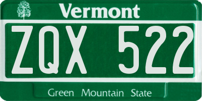 VT license plate ZQX522
