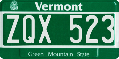 VT license plate ZQX523