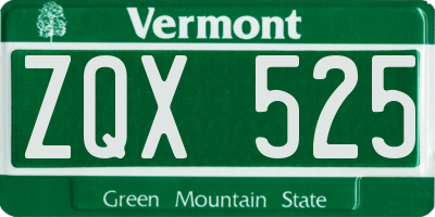 VT license plate ZQX525