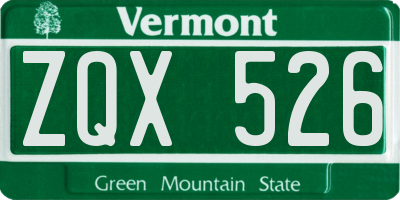 VT license plate ZQX526