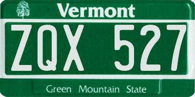 VT license plate ZQX527