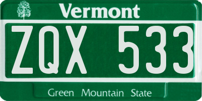VT license plate ZQX533