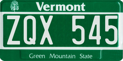 VT license plate ZQX545
